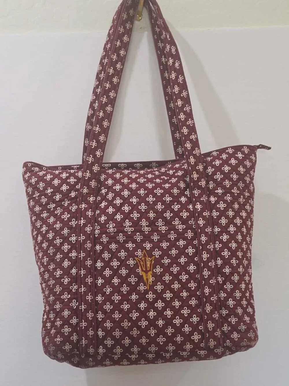 Vera Bradley Arizona State Sun Devils Quilted Tote Bag Maroon ASU, 17.25 x 14